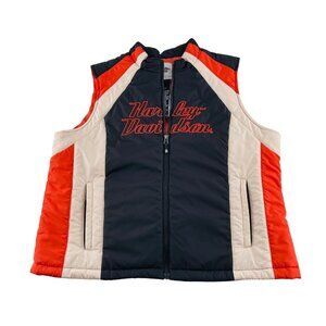 Harley-Davidson Womens Puffer Vest Black/Red/Beige Size 1W Genuine MotorClothes
